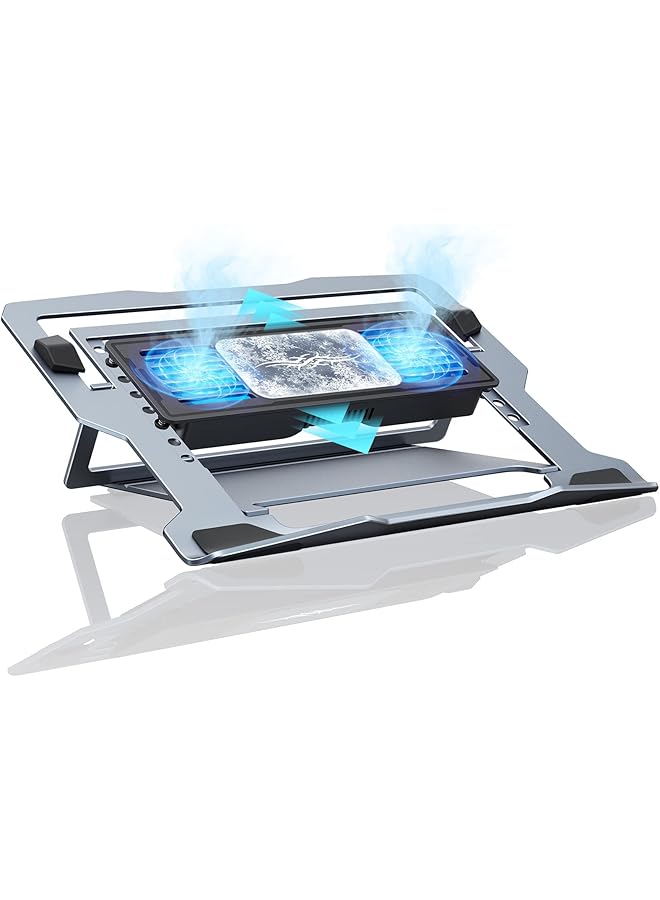 Excefore Laptop Stand Adjustable Laptop Cooling Pad Aluminum Laptop Cooler Stand For Desk Multi Angle Stand Compatible With Macbook Air Pro All Notebooks 10 15.6"  - Image 1