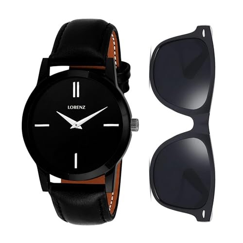 LORENZ Analogue Black Dial Men's Watch & Black Sunglasses Combo for Men |Gift Combo Set for Men & Boys (CM-103SN) - Image 2