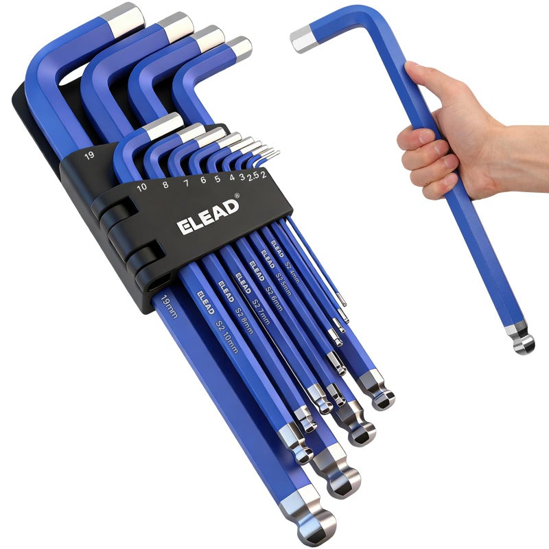 ELEAD Jumbo Hex Key Allen Wrench Set | 13-Piece Metric 2-19mm | Long Ball End Durable S2 | 4" - 13.5" Long | Automotive | Mechanic | Furniture | Professional Grade Tools - Image 1