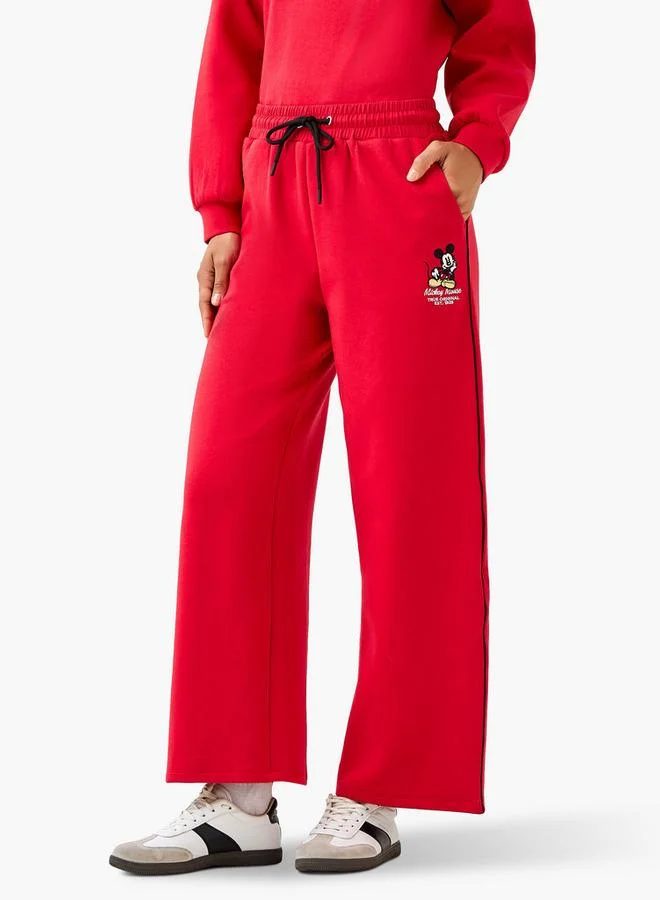 SP Characters Mid Rise Cotton Trousers with Mickey Mouse Embroidery