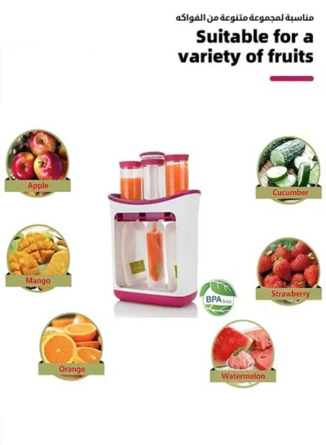 MIXDE Squeeze Station Food maker With 10 Reusable Bags, 3 Dispensers Squeeze Station For Homemade Baby Food, Pouch Filling Station For Puree Food For Babiesu0026Toddlers, Dishwasher Safe, BPA-Free - Image 5