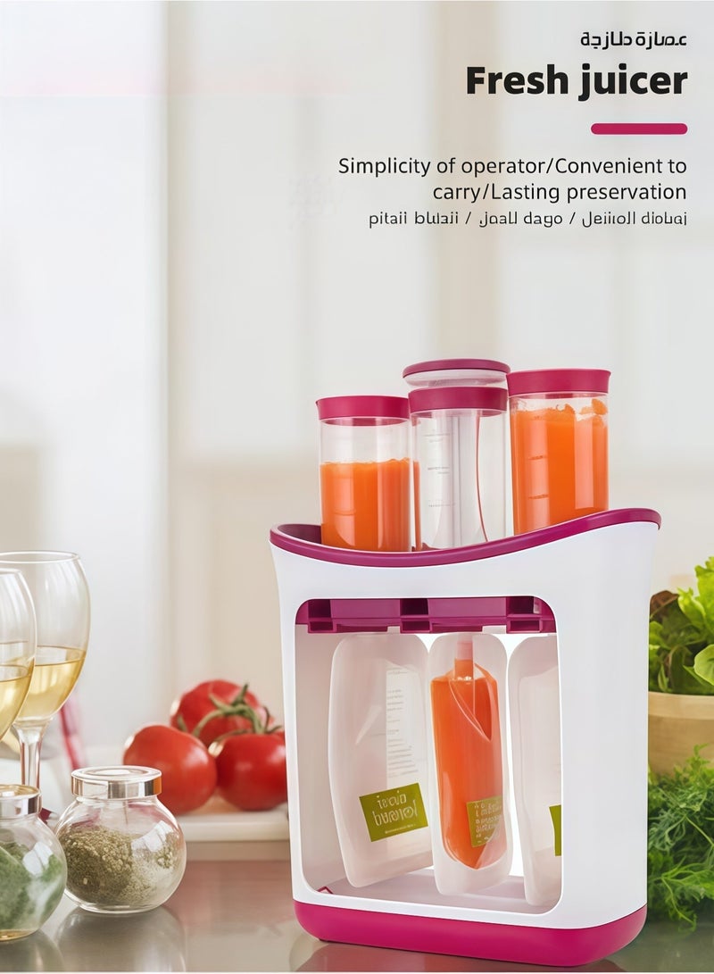 MIXDE Squeeze Station Food maker With 10 Reusable Bags, 3 Dispensers Squeeze Station For Homemade Baby Food, Pouch Filling Station For Puree Food For Babiesu0026Toddlers, Dishwasher Safe, BPA-Free - Image 2