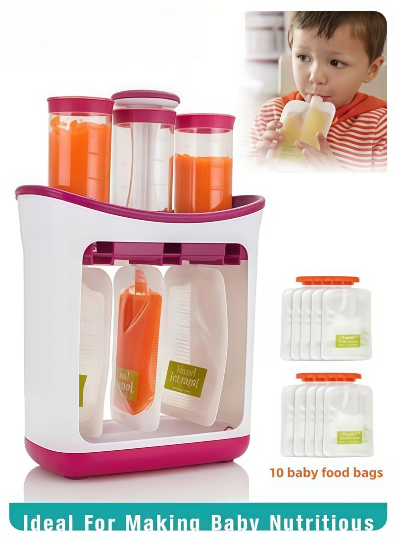 MIXDE Squeeze Station Food maker With 10 Reusable Bags, 3 Dispensers Squeeze Station For Homemade Baby Food, Pouch Filling Station For Puree Food For Babiesu0026Toddlers, Dishwasher Safe, BPA-Free - Image 1