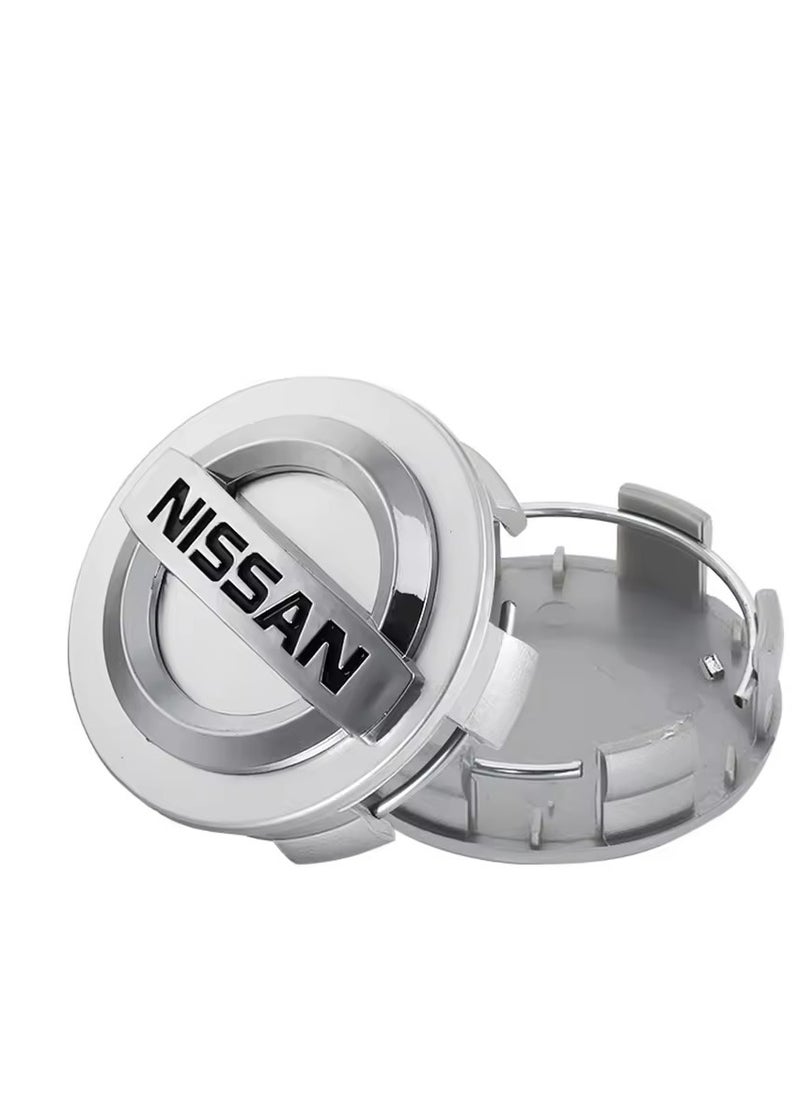 Nissan 4Pcs 60mm Car Wheel Center Hub Caps Covers for Nissan (Silver)  - Image 2