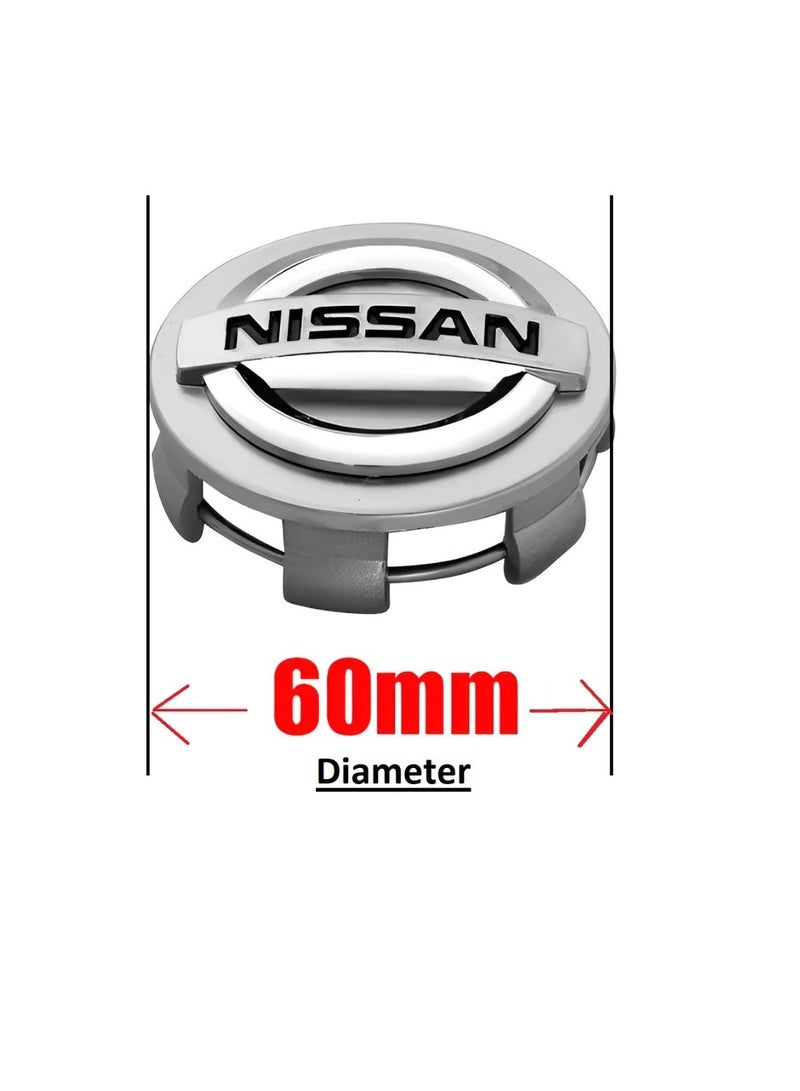 60mm Wheel Center Hub Caps Set of 4 Silver OEM Style Alloy Rim Covers Easy Snap Fit Durable ABS Wheel Center Caps Compatible with Nissan Vehicles - Image 3