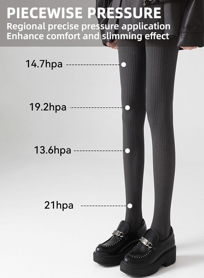 FANSIDI Vertical Striped Leggings, Grey Stockings, Pressure Slimming Legs Without Dropping Seams, Pantyhose, Segmented Pressure Slimming, High Elasticity, Anti-Slip Crotch - Image 5