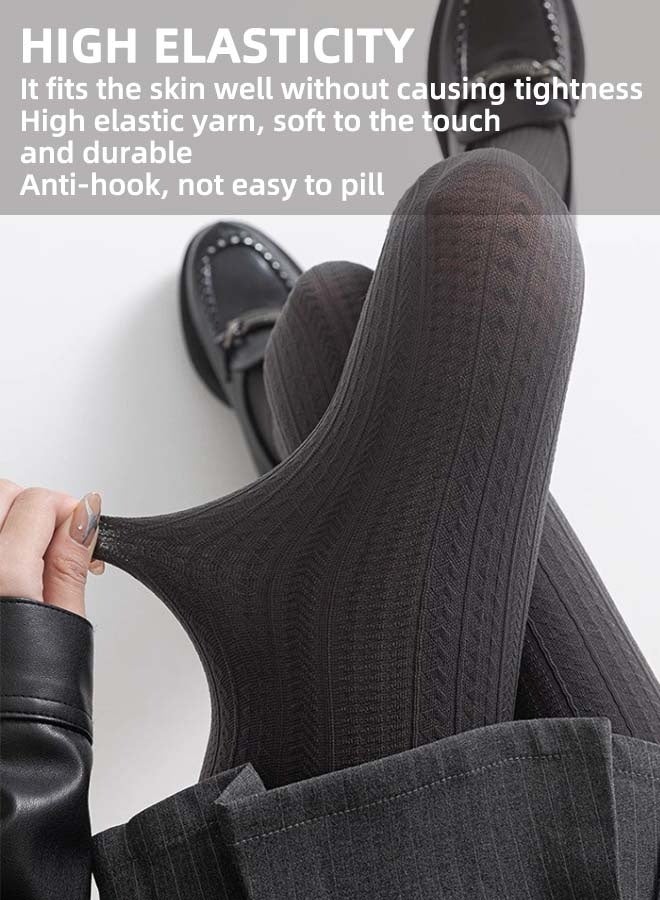 FANSIDI Vertical Striped Leggings, Grey Stockings, Pressure Slimming Legs Without Dropping Seams, Pantyhose, Segmented Pressure Slimming, High Elasticity, Anti-Slip Crotch - Image 3