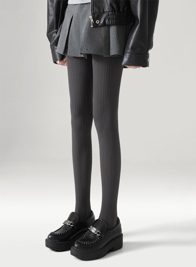FANSIDI Vertical Striped Leggings, Grey Stockings, Pressure Slimming Legs Without Dropping Seams, Pantyhose, Segmented Pressure Slimming, High Elasticity, Anti-Slip Crotch - Image 1