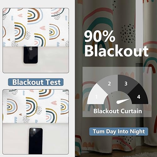 chiinvent Blackout Rainbow Curtains for Kids Cute Rainbow Room Darkening Window Curtains Decorative Cartoon Black Out Curtain for Girls Bedroom Nursery, C2, 52" x 96", 2 Panels (90% Blackout) - Image 2