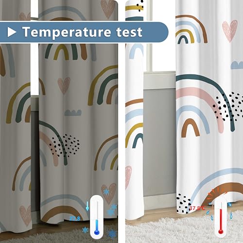 chiinvent Blackout Rainbow Curtains for Kids Cute Rainbow Room Darkening Window Curtains Decorative Cartoon Black Out Curtain for Girls Bedroom Nursery, C2, 52" x 96", 2 Panels (90% Blackout) - Image 4
