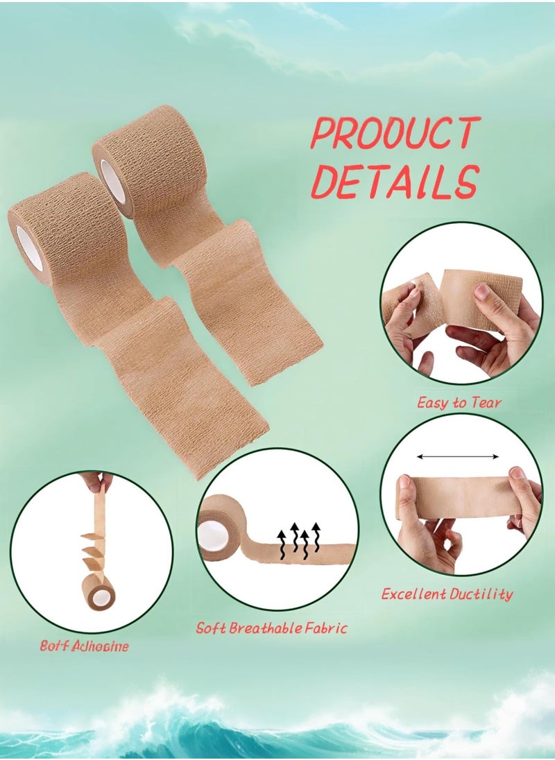 Dovva 12 Pack Self Adhesive Bandage Wrap Cohesive and Breathable Athletic Tape for Sports - Non-Woven Cohesive Wrap - Self-Adherent Vet Wrap - Elastic Bandage Wrap 2 Inches X 5 Yards  - Image 5
