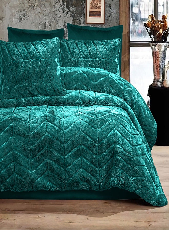 PACHA HOME Lala model comforter - with 2 pillowcases 50cm x 75cm + comforter 220cm x 240cm - Color: Emerald Green - Image 1