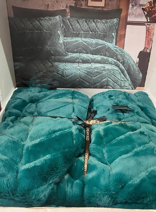 PACHA HOME Lala model comforter - with 2 pillowcases 50cm x 75cm + comforter 220cm x 240cm - Color: Emerald Green - Image 2