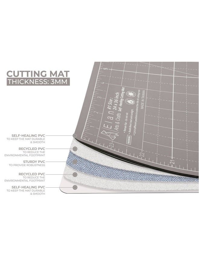 Elan Cutting Mat A1 Black and Taupe, 5-Ply Craft Mat, Self Healing Cutting Mat 36x24, Craft Cutting Board, Art Mat, Imperial Sewing Mat, Quilting Mat, Hobby Mat, for Sewing, Quilting supplies - Image 3
