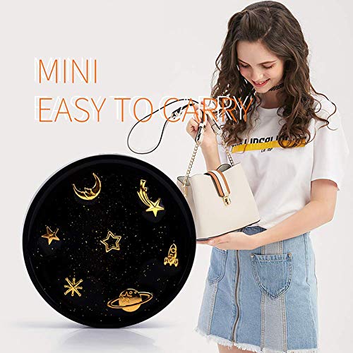 ofone Contact Lens Case, Cute Moon And Stars Contact Holder Cases Kit with Lenses Remover Tool Tweezers Mirror Solution Bottle Portable Contacts Container Storage Box for Women Girl (Black) - Image 4
