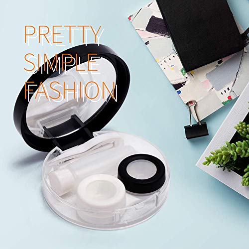 ofone Contact Lens Case, Cute Moon And Stars Contact Holder Cases Kit with Lenses Remover Tool Tweezers Mirror Solution Bottle Portable Contacts Container Storage Box for Women Girl (Black) - Image 2