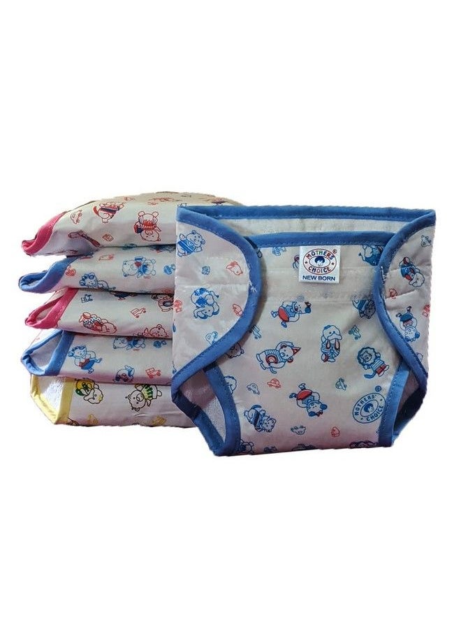 Mothers Choice Reusable Loop And Hook Pvc Nappy Diaper Training Pants Langot Waterproof Nappy For New Born Baby Outside Soft Plastic Inside Terry Cotton 69 Months (Pack Of6 Large)  - Image 1