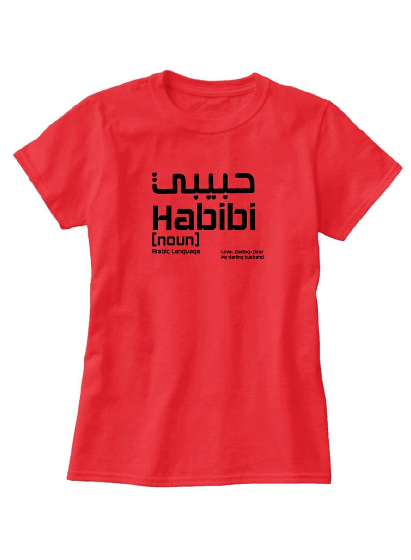 PRINTSHOP4ME Women's Habibi Dubai Cotton T-Shirt - Habibi come to Dubai T-Shirt for Women's - Round Neck Short Sleeve Habibi Women's T-Shirt - Habibi Dubai Themed  - Image 3