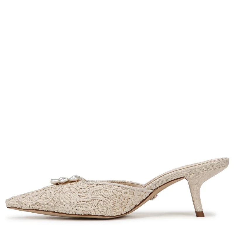 Sam Edelman BEIGE Brit Orchid Kitten Heel Mule for Women | Best Price UAE