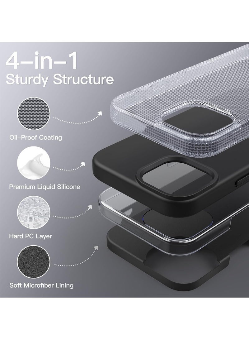 JOMILA Luxury Liquid Silicone Case for iPhone 15 – Soft Microfiber Lining, Shockproof Protective Back Cover, Anti-Scratch Camera Protection, Slim Fit Anti-Fingerprint Mobile Phone Case(Black) - Image 3