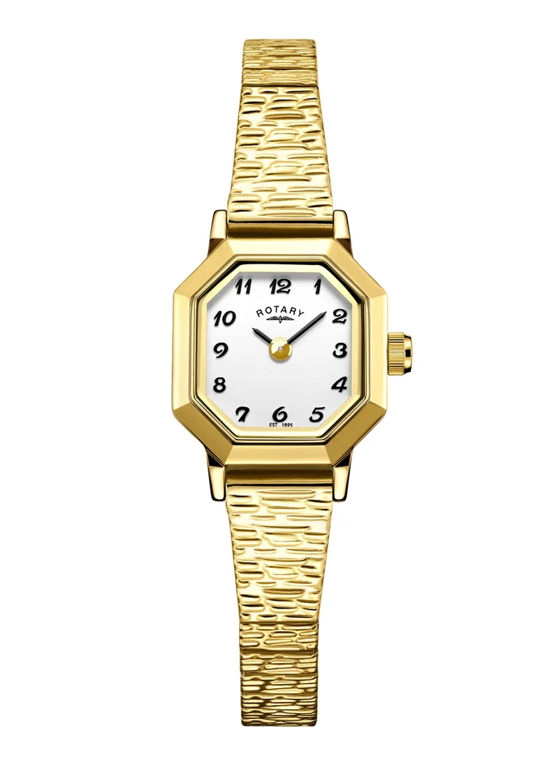 ROTARY Rotary Ladies Heritage Octagonal Case Gold Plated Stainless Steel Expander Bracelet Watch