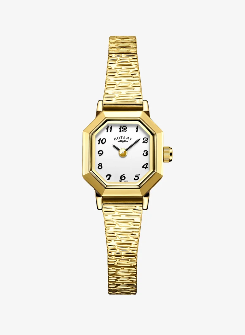 Rotary Rotary Ladies Heritage Octagonal Case Gold Plated Stainless Steel Expander Bracelet Watch