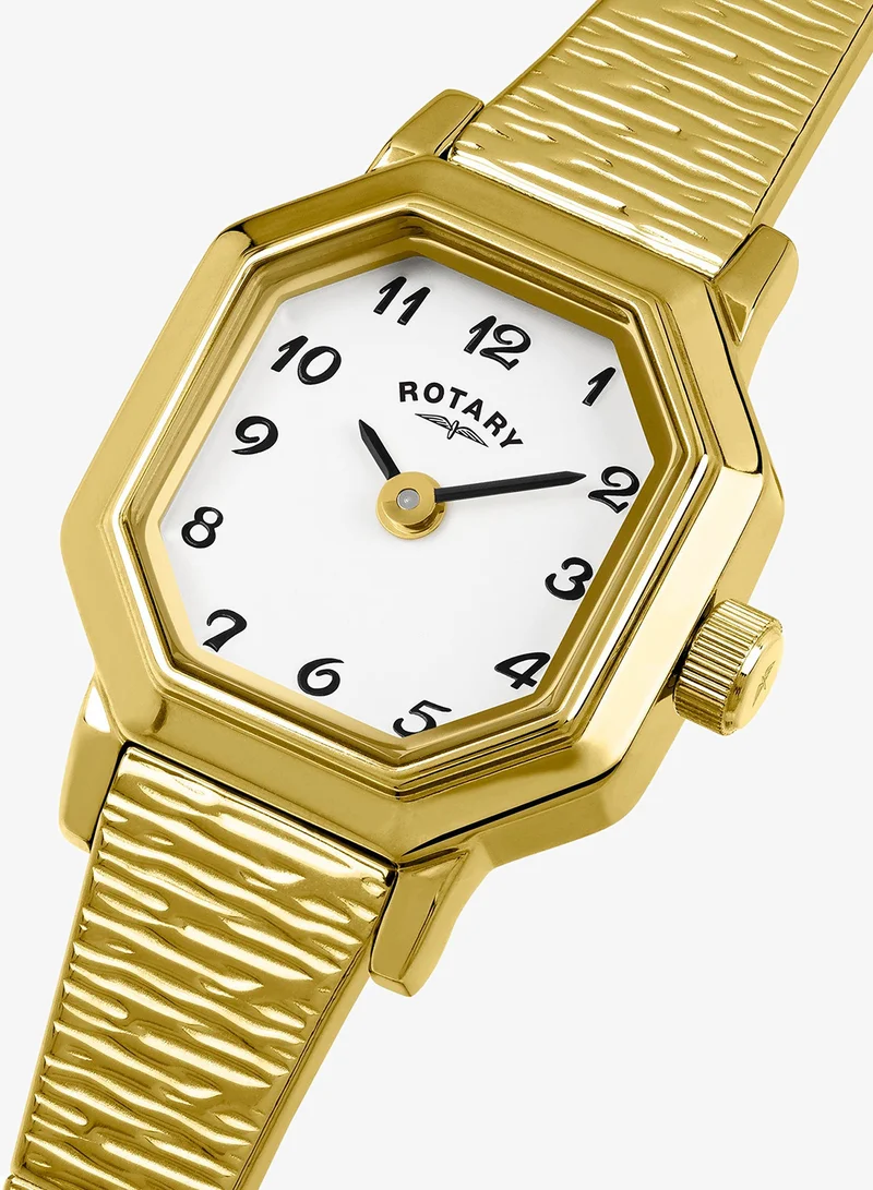 Rotary Rotary Ladies Heritage Octagonal Case Gold Plated Stainless Steel Expander Bracelet Watch