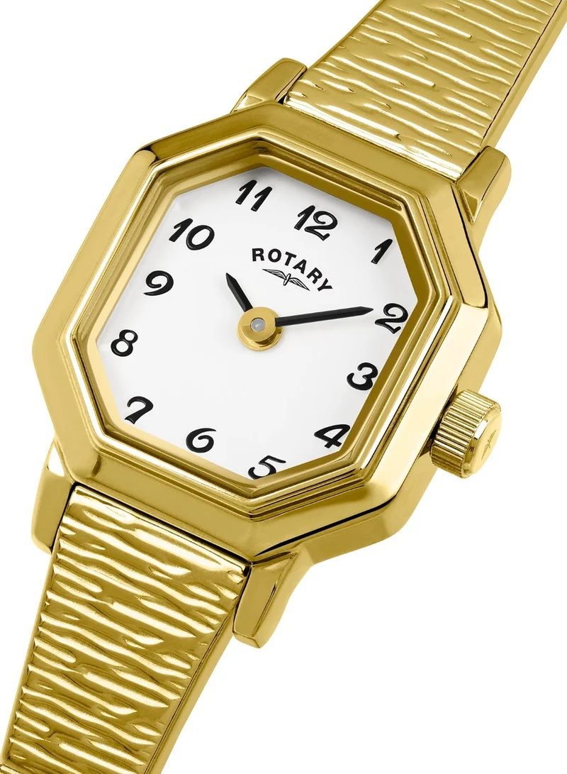 Rotary Women's Heritage Altera Analogue Watch, 17.5 mm, White Dial, Gold-Tone Expander Bracelet