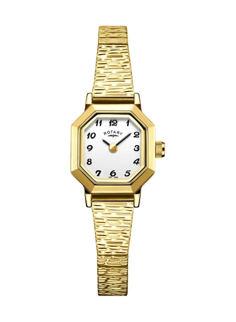 Rotary Women's Heritage Altera Analogue Watch, 17.5 mm, White Dial, Gold-Tone Expander Bracelet
