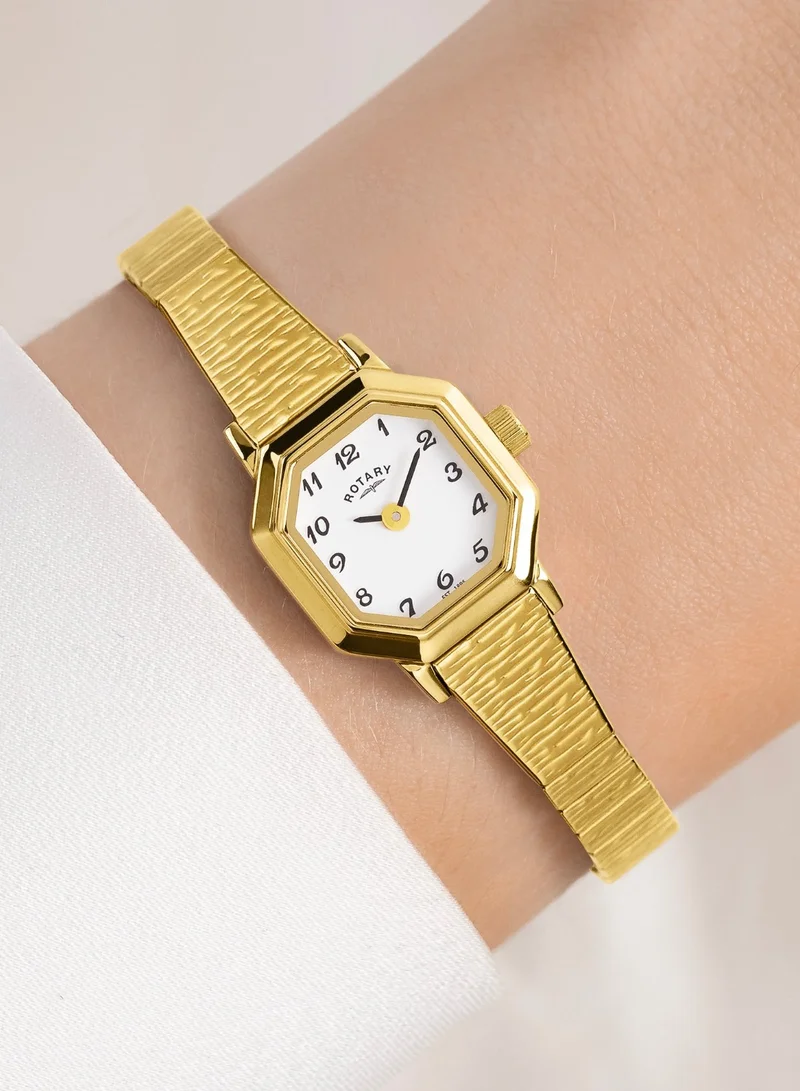 Rotary  Women's Heritage Altera Analogue Watch, 17.5 mm, White Dial, Gold-Tone Expander Bracelet for Women | Best Price UAE