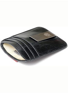 Wallet Men, Wallet Black, Burnished Finish Multi, Grain Leather Hand, Capacity Windows Full, Wallet Men Extra, Multi Card Capacity, Hand Burnished Finish, for Husband Dad Wife Boyfriend Slim Money