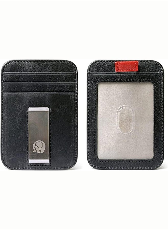 joyzzz - Wallet Men, Wallet Black, Burnished Finish Multi, Grain Leather Hand, Capacity Windows Full, Wallet Men Extra, Multi Card Capacity, Hand Burnished Finish, for Husband Dad Wife Boyfriend Slim Money - Image 1