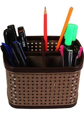 Pass Pass pass pass Multicolor Plastic Storage Basket Box 4 Sections Compact Basket for KitchenBathroomsOffice Multi Purpose Use 1Pc  - Image 2