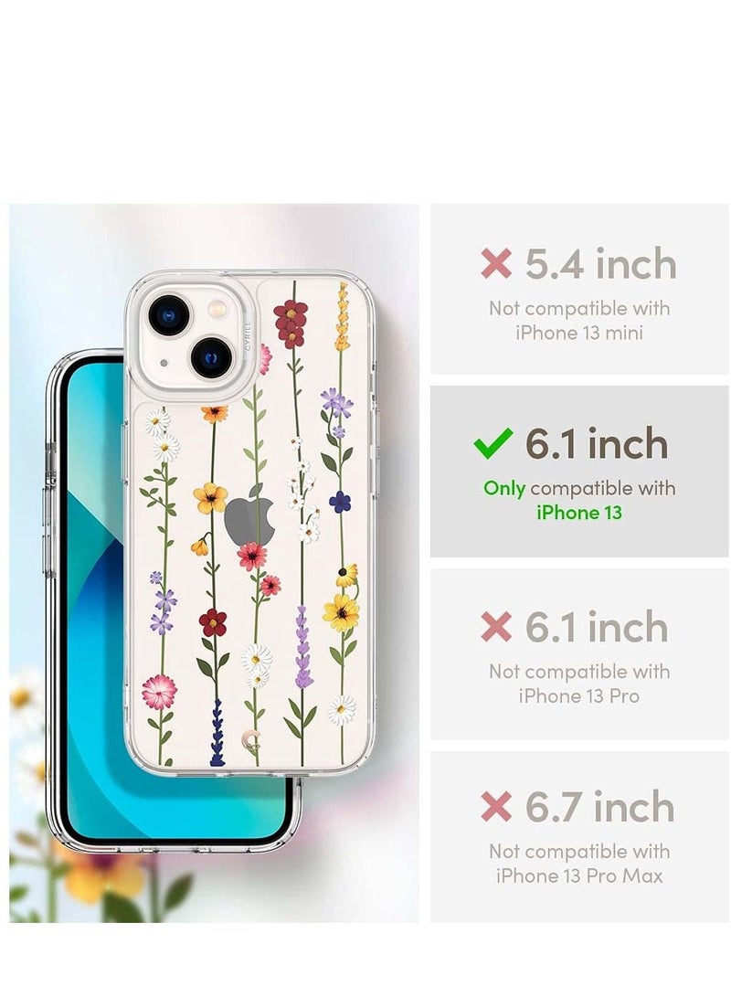 SYOSI Floral Pattern Clear Hard PC Back with Shockproof TPU Bumper Protective Case for iPhone 13 6.1" Cover - Image 2