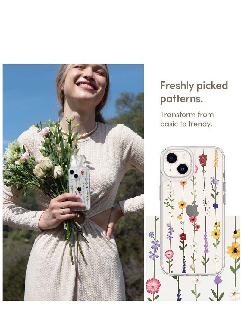 SYOSI Floral Pattern Clear Hard PC Back with Shockproof TPU Bumper Protective Case for iPhone 13 6.1" Cover - Image 4