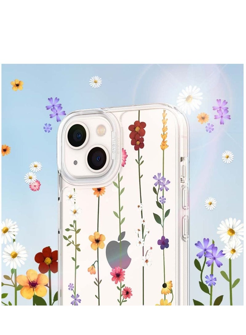 SYOSI Floral Pattern Clear Hard PC Back with Shockproof TPU Bumper Protective Case for iPhone 13 6.1" Cover - Image 3