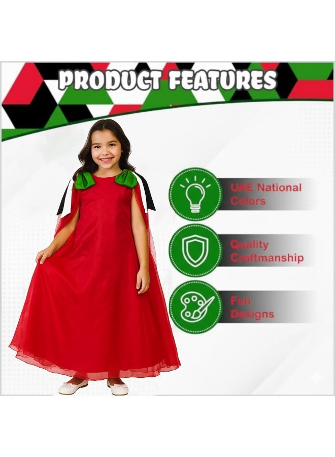 Home Smart National Day Flag Pattern Red Dress for Girls Celebrate UAE National Day in Style UAE National Dress for National Festive Events - Image 3