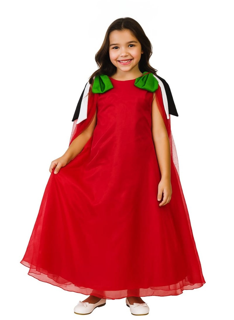 Home Smart National Day Flag Pattern Red Dress for Girls Celebrate UAE National Day in Style UAE National Dress for National Festive Events - Image 1