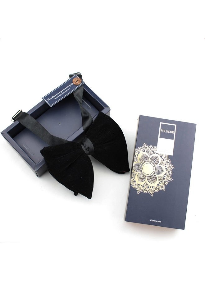 Peluche PELUCHE Solid Essentials Mini Butterfly Black Velvet Bow Tie  - Image 4