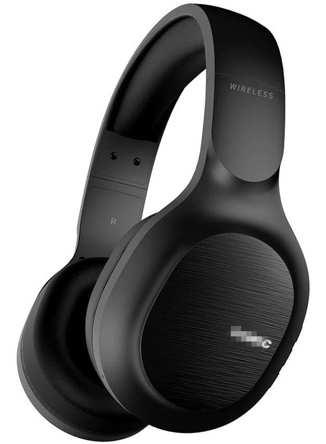 سماعة بلوتوث لاسلكية مع ستيريو HI-FI، وسائد أذن من بروتين الذاكرة الناعمة، سماعات أذن على الأذن بأذن قطة قابلة للفصل للسفر/العمل/الفصل/المكتب باللون الأسود