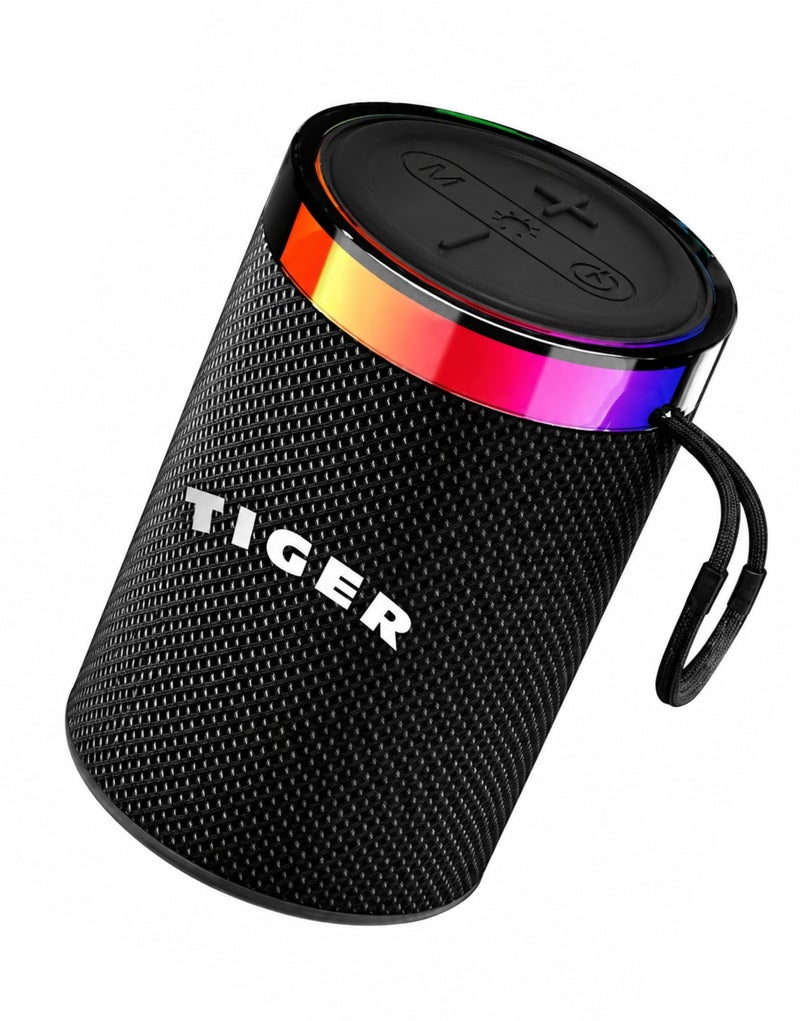 تايجر سبيكر بلوتوث محمول T-159 بتصميم أنيق بإضاءة RGB وصوت ستيريو، تشغيل حتى 3 ساعات - لون أسود - Image 3