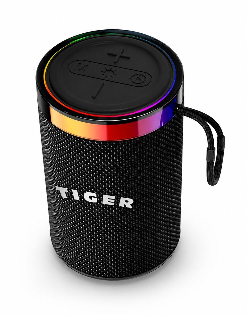 تايجر سبيكر بلوتوث محمول T-159 بتصميم أنيق بإضاءة RGB وصوت ستيريو، تشغيل حتى 3 ساعات - لون أسود - Image 2