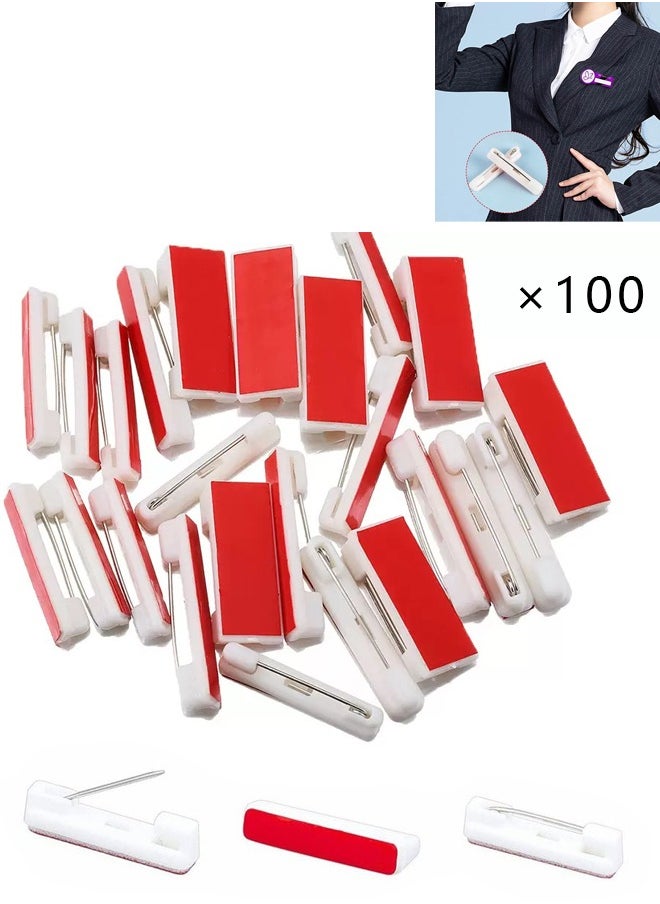 rocooart 22mm Safety Bar Pins, 100 Pcs Large Safety Pins for Name Tag with Adhesive  - Image 1