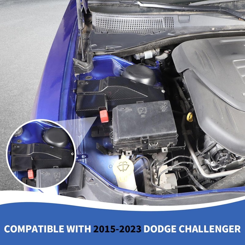 RAZPOY Engine Side Wire Dust Cover for Dodge Challenger & Charger, Carbon Fiber - Image 3