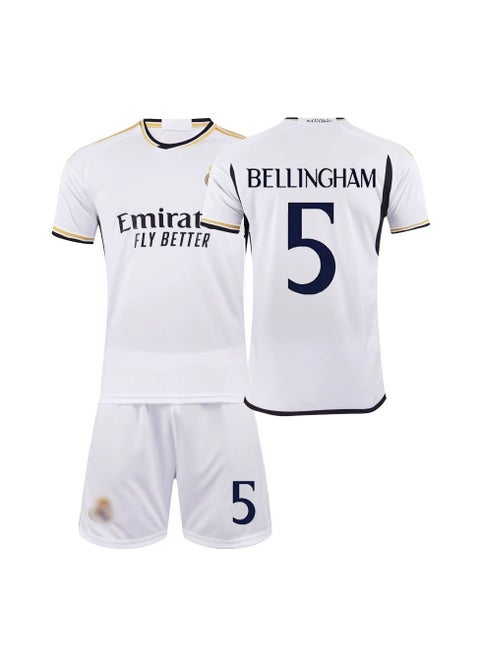 2023/24 Real Madrid Home Football Jersey BELLINGHAM #5 Football Jersey/Shorts Gift Set Kids Size & Adult Size, Gift for Fan Friends