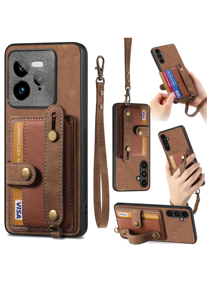 S-TOP Case For Realme GT 7 Pro Retro Cross Wristband Wallet Leather Back Phone Case - Image 1