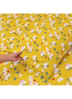 BSB HOME BSB HOME Premium Microfiber All Round Elastic Fitted Bedsheets for Double Bed with 2 King Size Pillow Covers 160 TC Supersoft |Wrinkel Free Bed Cover Size - 72x78+8 inches | Yellow & Green  - Image 3
