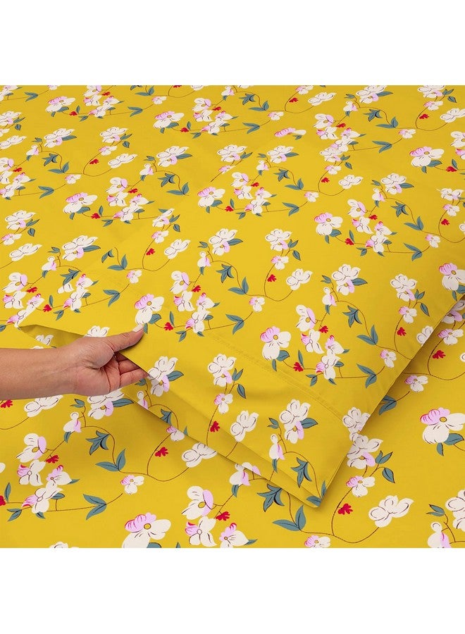 BSB HOME BSB HOME Premium Microfiber All Round Elastic Fitted Bedsheets for Double Bed with 2 King Size Pillow Covers 160 TC Supersoft |Wrinkel Free Bed Cover Size - 72x78+8 inches | Yellow & Green  - Image 3
