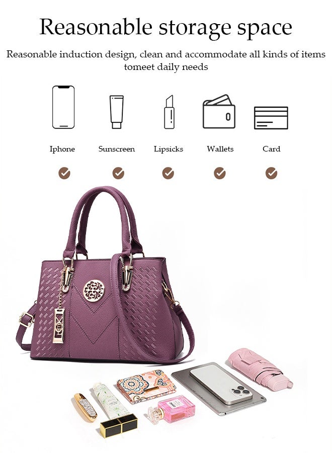 DUNISO Fashionable Embroidered Women's Handbag，Shoulder Bag，High-capacity，Messenger Bag，Suitable for Business Commuting，Purple - Image 5