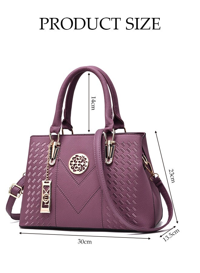 DUNISO Fashionable Embroidered Women's Handbag，Shoulder Bag，High-capacity，Messenger Bag，Suitable for Business Commuting，Purple - Image 2